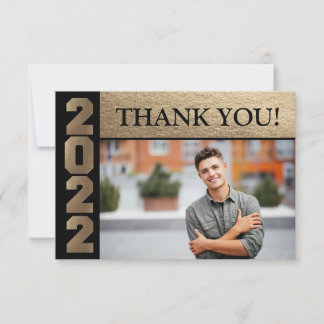 Tarjeta De Agradecimiento Gracias Graduación Clase 2022 Oro Negro