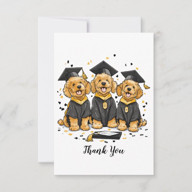 Tarjeta De Agradecimiento Gracias Graduación Perros Goldendoodle (Anverso)