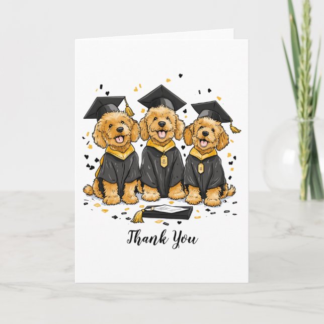Tarjeta De Agradecimiento Gracias Graduación Perros Goldendoodle (Anverso)
