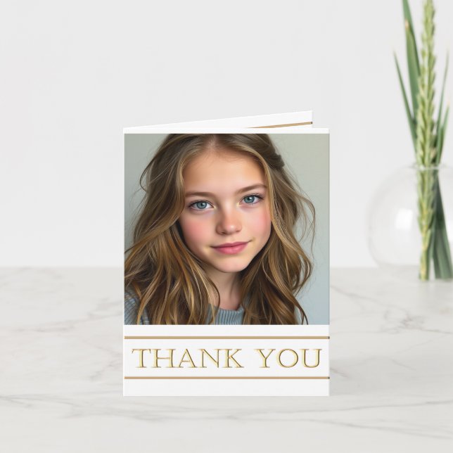 Tarjeta De Agradecimiento Gracias Graduado Oro Simple (Anverso)