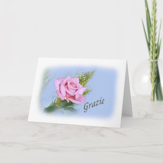 Tarjeta De Agradecimiento Gracias, Grazie, italiano (Anverso)