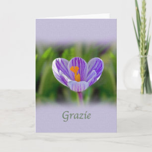 Tarjeta De Agradecimiento Gracias, Grazie, italiano, floral