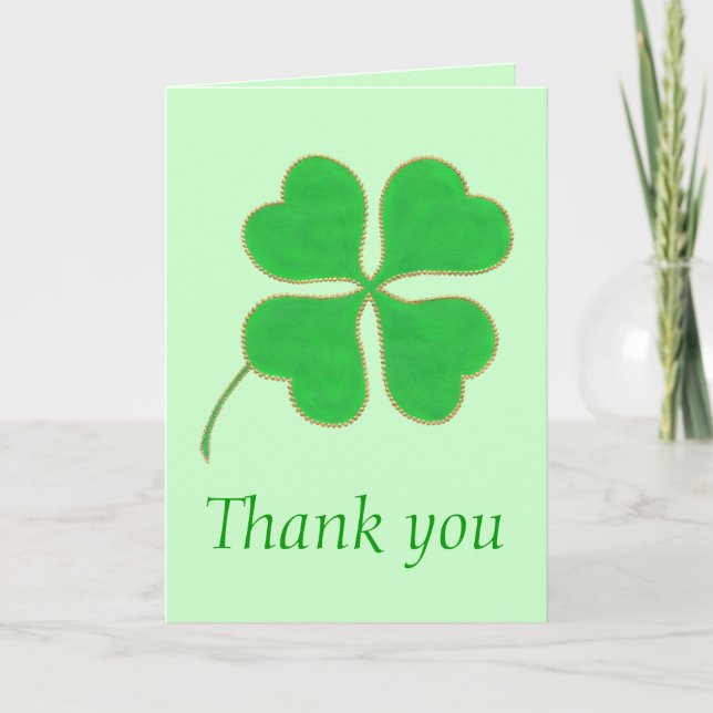 Tarjeta De Agradecimiento Gracias, Green Shamrock Green Dots Wedding Cards (Anverso)