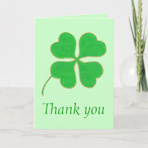 Tarjeta De Agradecimiento Gracias, Green Shamrock Green Dots Wedding Cards