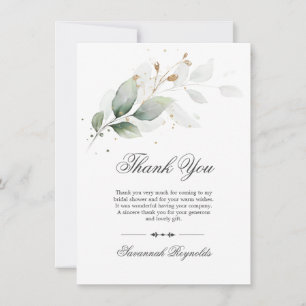 Tarjeta De Agradecimiento GRACIAS Greenery Botánica Boda Dorado