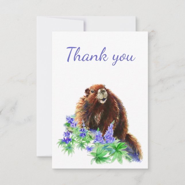 Tarjeta De Agradecimiento Gracias Groundhog, Marmot, Animal Blank Inside (Anverso)