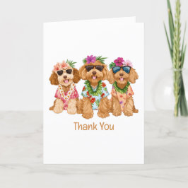 Tarjeta De Agradecimiento Gracias Hawaiian Goldendoodle Dogs Flower Lei