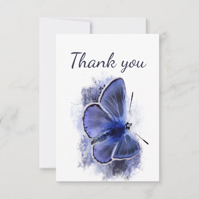 Tarjeta De Agradecimiento Gracias Hermosa Mariposa Azul (Anverso)