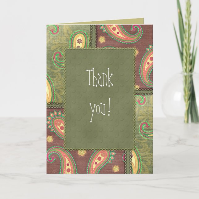 Tarjeta De Agradecimiento Gracias - hermoso diseño de Paisley (Anverso)