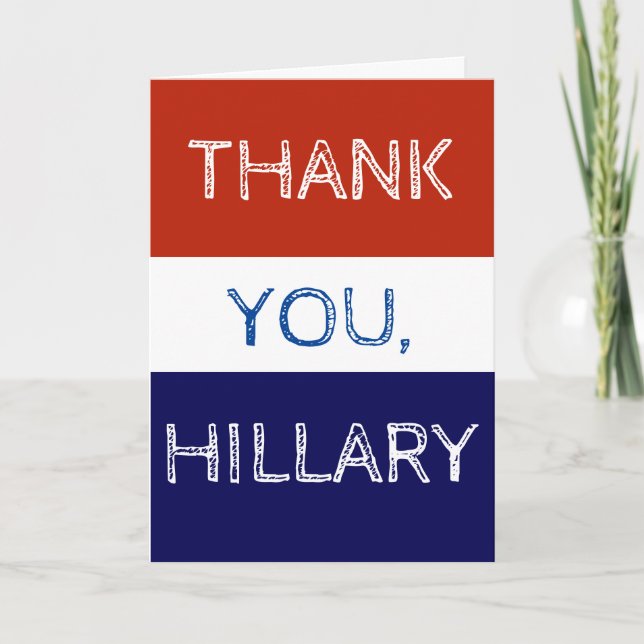 Tarjeta De Agradecimiento Gracias, Hillary Red White y Blue (Anverso)