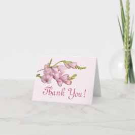 Tarjeta De Agradecimiento ¡Gracias! Hojas de Flor de Cerezo Rosa