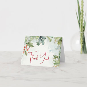 Tarjeta De Agradecimiento Gracias   Holly de invierno y Berries