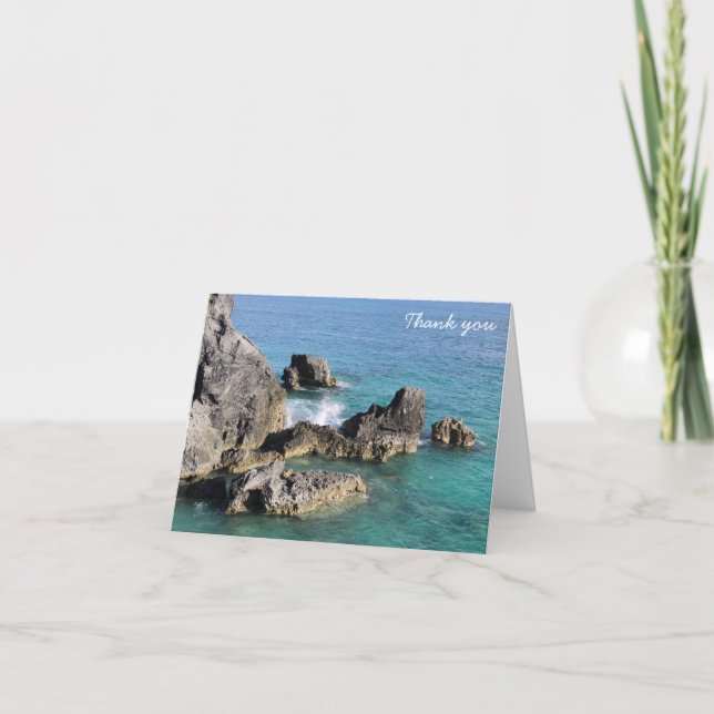 Tarjeta De Agradecimiento Gracias - Horseshoe Beach Bermuda (Anverso)
