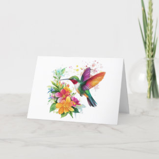 Tarjeta De Agradecimiento Gracias Hummingbird Flores Tropicales