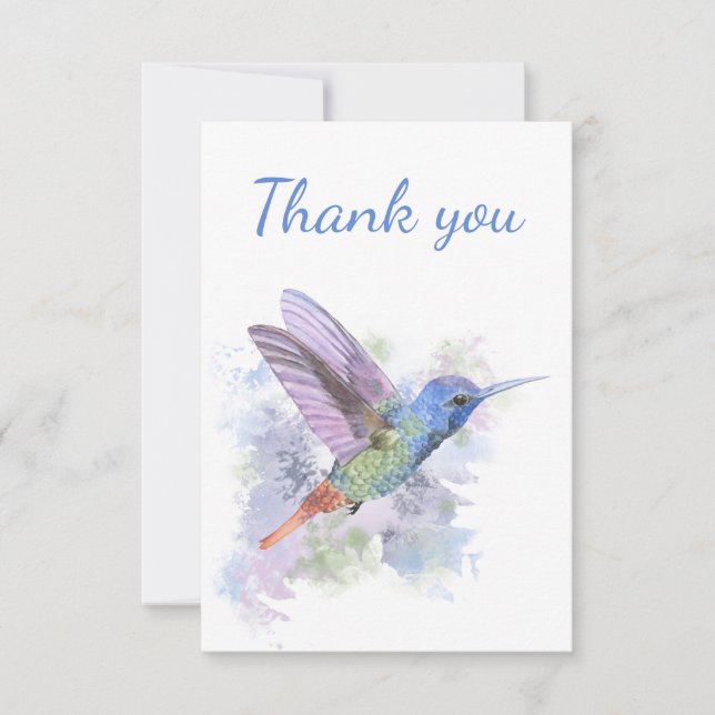 Tarjeta De Agradecimiento Gracias, Hummingbird Garden Bird Nature Art (Anverso)