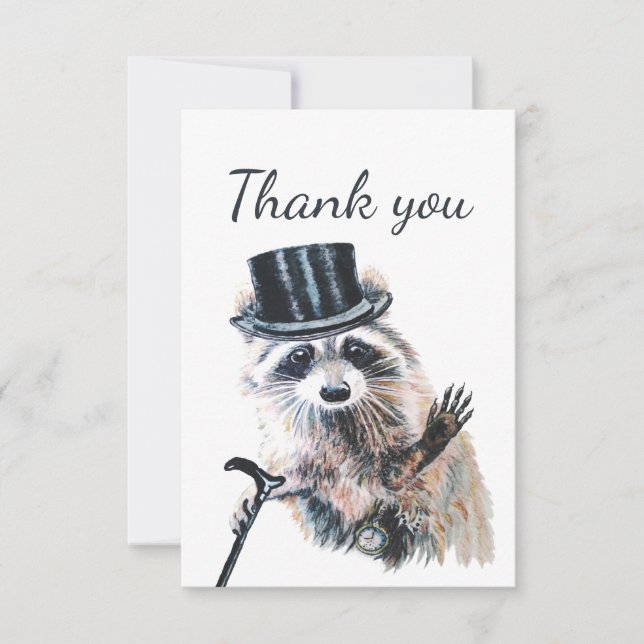 Tarjeta De Agradecimiento Gracias Humor Raccoon Formal Animal Divertido (Anverso)