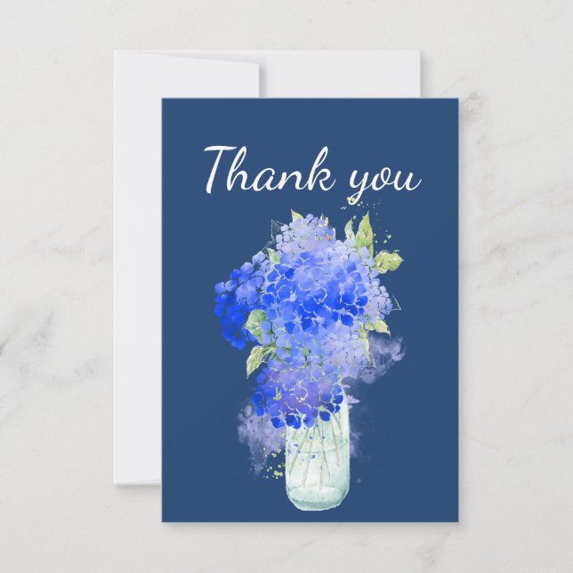 Tarjeta De Agradecimiento Gracias Hydrangea Garden Flor Art (Anverso)