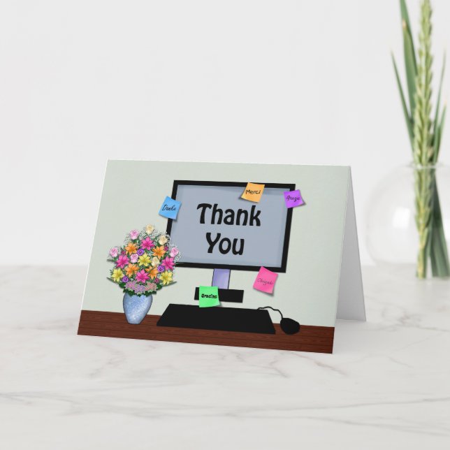 Tarjeta De Agradecimiento Gracias, Idioma Extranjero, Profesional Administra (Anverso)