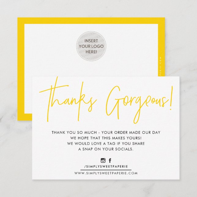 Tarjeta De Agradecimiento GRACIAS INSERTAR moderno lindo negocio de biro ama (Anverso / Reverso)