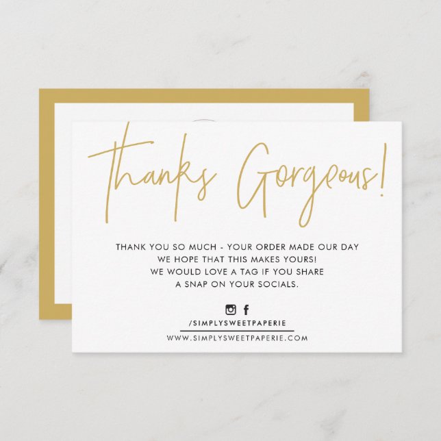 Tarjeta De Agradecimiento GRACIAS INSERTAR oro moderno casual de negocios de (Anverso / Reverso)