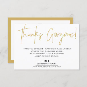 Tarjeta De Agradecimiento GRACIAS INSERTAR oro moderno casual de negocios de