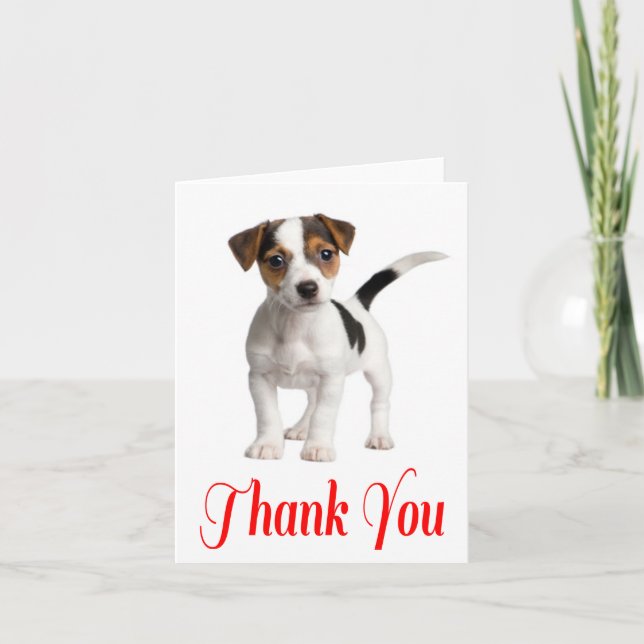 Tarjeta De Agradecimiento Gracias Jack Russell Terrier Puppy Dog Note Card (Anverso)
