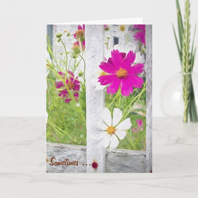 Tarjeta De Agradecimiento gracias jardín de flores del cosmos (Anverso)