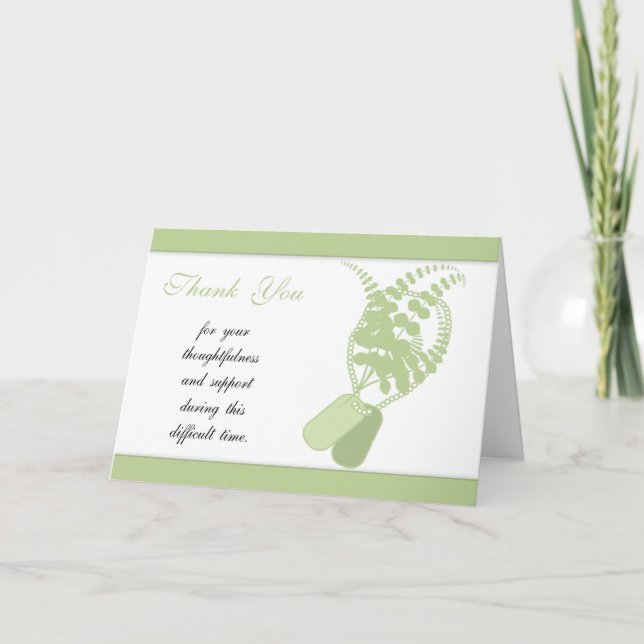 Tarjeta De Agradecimiento Gracias la condolencia, pérdida de militar (Anverso)