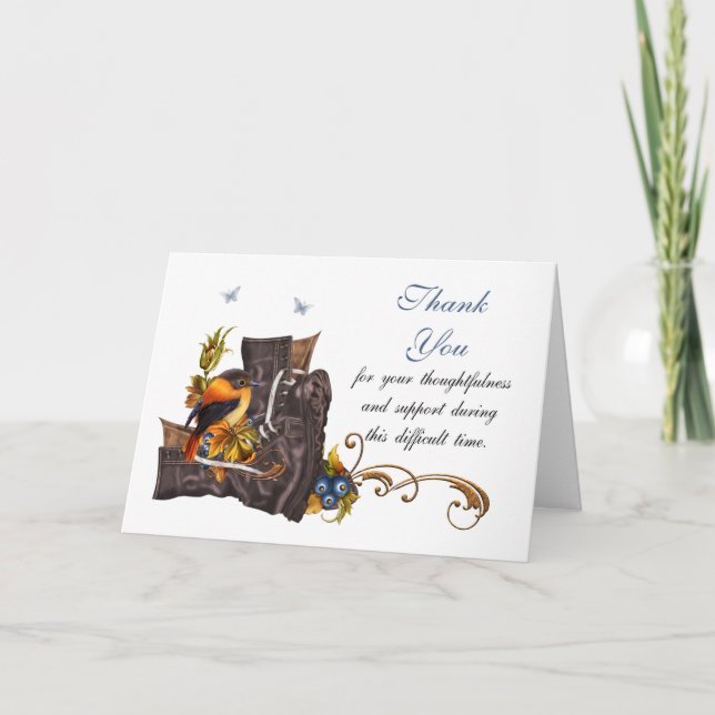 Tarjeta De Agradecimiento Gracias la condolencia, pérdida de militar (Anverso)