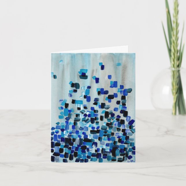 Tarjeta De Agradecimiento Gracias - las ilustraciones azules originales (Anverso)