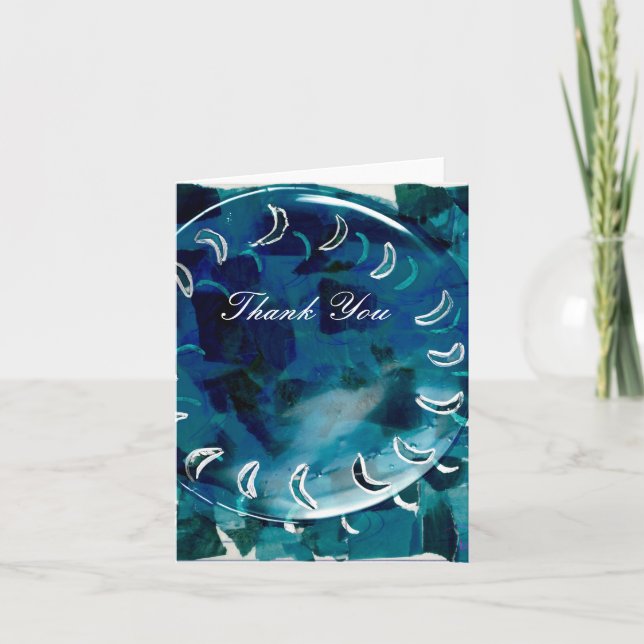 Tarjeta De Agradecimiento Gracias - las ilustraciones azules originales (Anverso)