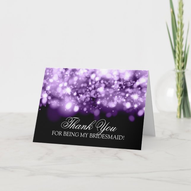 Tarjeta De Agradecimiento Gracias las luces chispeantes de la dama de honor (Anverso)