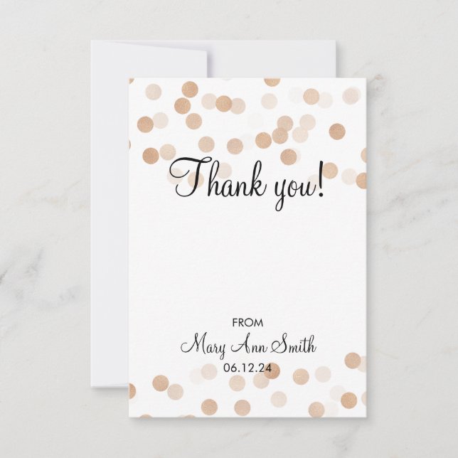 Tarjeta De Agradecimiento Gracias las luces de cobre del purpurina del (Anverso)