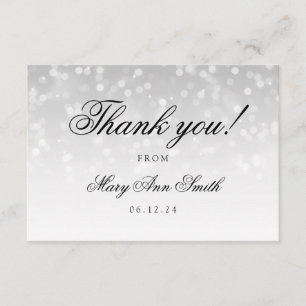 Tarjeta De Agradecimiento Gracias las luces de plata de la chispa de Baby