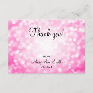 Tarjeta De Agradecimiento Gracias las luces del purpurina del rosa de Baby