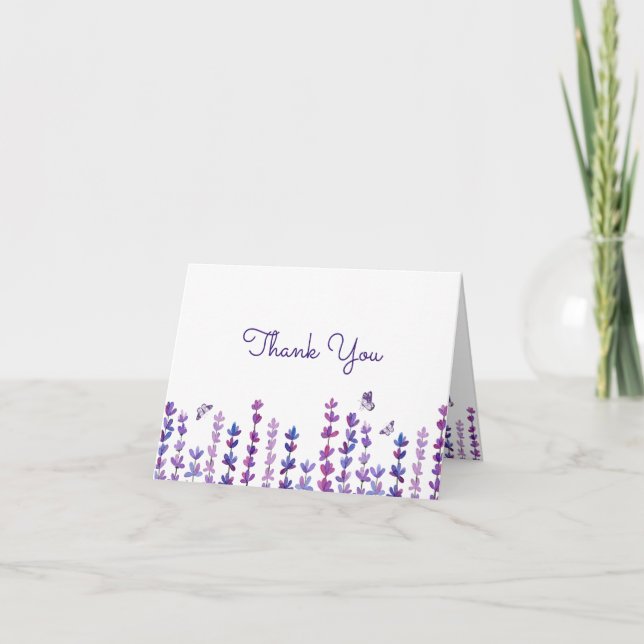Tarjeta De Agradecimiento Gracias Lavender y Mariposa (Anverso)