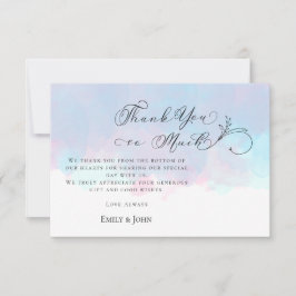 Tarjeta De Agradecimiento Gracias Leaf Script Photo Pastel Watercolor Boda