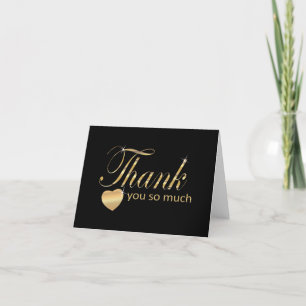 Tarjeta De Agradecimiento Gracias - Letra Negra y Dorada