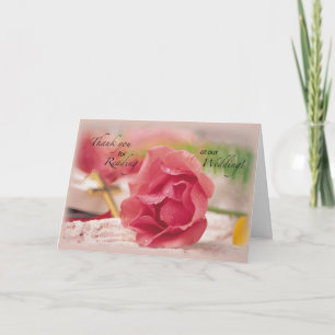Tarjeta De Agradecimiento Gracias. Leyendo en Nuestra Boda, Rosa, Religioso