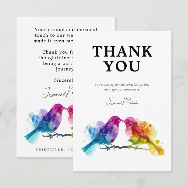 Tarjeta De Agradecimiento 🌈 Gracias LGBTQ+ Amantes del arco iris (Anverso / Reverso)