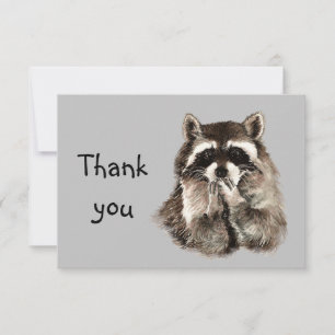 Tarjeta De Agradecimiento Gracias, lindo Raccoon, besos, humor animal