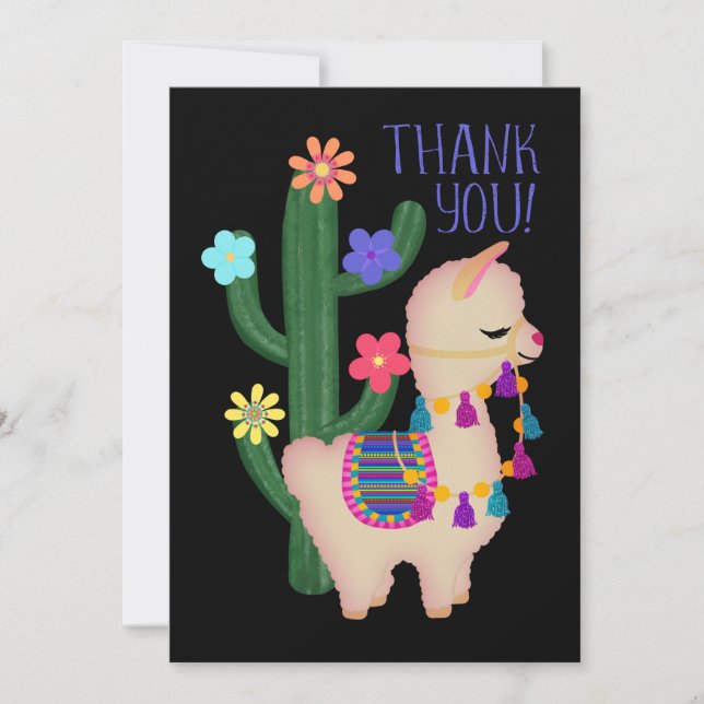 Tarjeta De Agradecimiento Gracias! | Llama cute | Personalizar (Anverso)