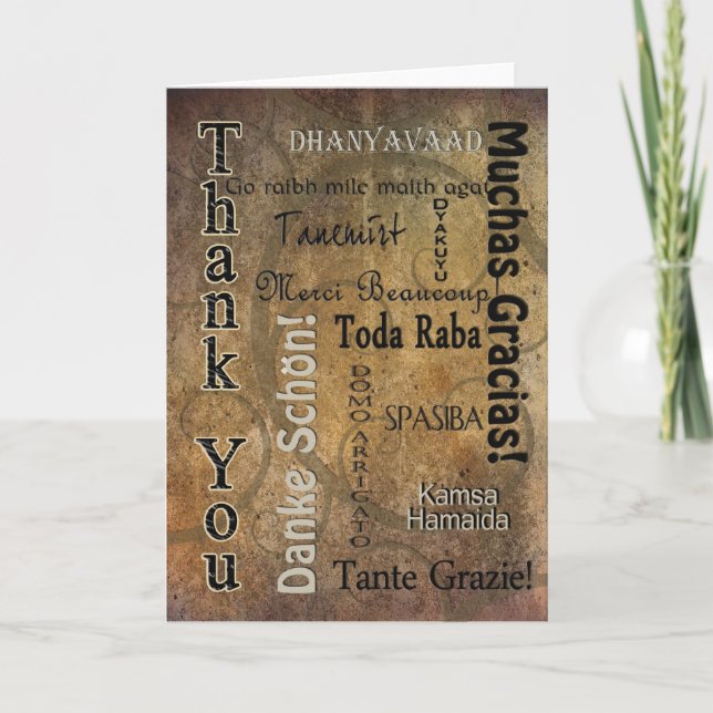 TARJETA DE AGRADECIMIENTO GRACIAS - LOS OTROS IDIOMAS (Anverso)
