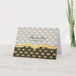 Tarjeta De Agradecimiento Gracias los rosas en el oro antiguo