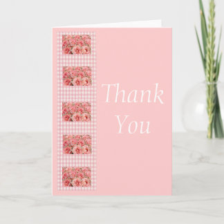 Tarjeta De Agradecimiento Gracias los rosas y guinga rosados