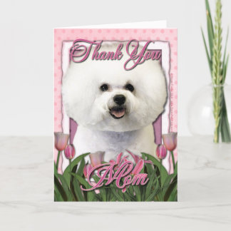 Tarjeta De Agradecimiento Gracias - los tulipanes rosados - Bichon Frise