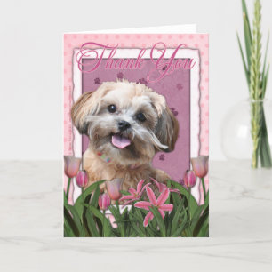 Tarjeta De Agradecimiento Gracias - los tulipanes rosados - ShihPoo - Maggie