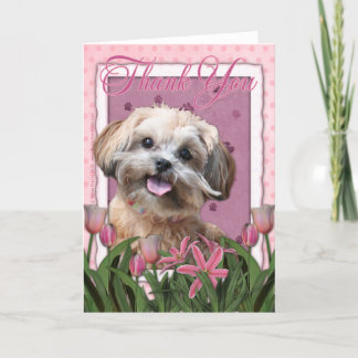 Tarjeta De Agradecimiento Gracias - los tulipanes rosados - ShihPoo - Maggie
