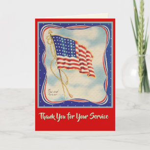 TARJETA DE AGRADECIMIENTO GRACIAS LOS VETERANOS DE LA BANDERA AMERICANA DE
