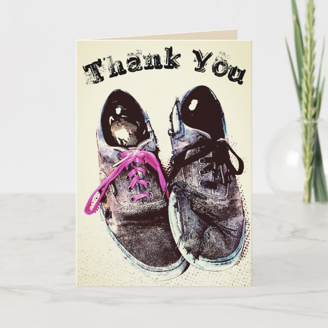 Tarjeta De Agradecimiento Gracias los zapatos rasgados (Anverso)